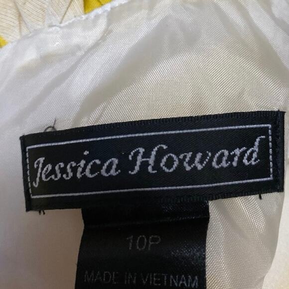 Jessica Howard Yellow Floral Ruffle Faux Wrap Sleeveless Mini Pencil Dress 10P - Picture 4 of 5